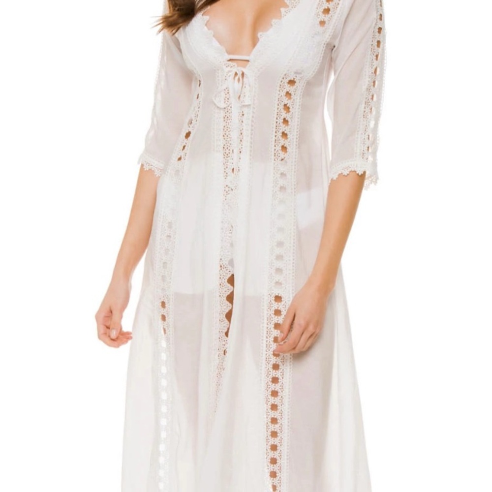 ELAN
Crochet Long Cover Kimono NWT
